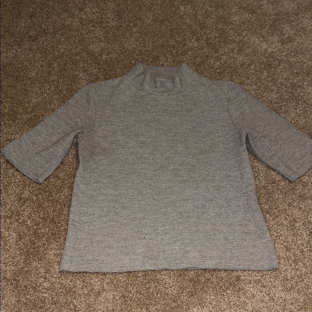 Bershka Gray Mock Neck Short Sleeve Blouse - medium. B2
